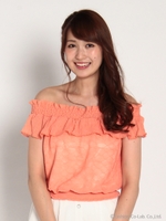 オフショルショート丈トップス/グリーン