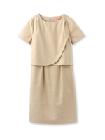 ラップデザインワンピース/ベージュ(052)