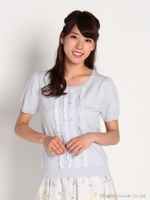 petitフリルブラウス風ニット/シロ