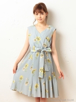 カシュクールプリーツワンピース/ネイビー