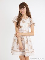 クラシカルフラワーロマンスワンピース/ベージュ