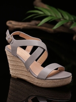 クロスストラップウェッジ/グレー