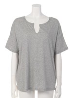 【Casual】ネックカットハーフスリーブTee/グレー