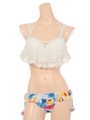 【nuckle market】クロッシェTOPS＋花柄ビキニ3点セット水着/ホワイト