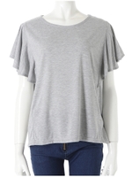 ラッフルスリーブトップス/グレー