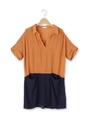 スラブバイカラーシャツワンピース/カーキ(527)