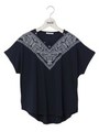 バンダナ柄プリントTシャツ/グレー