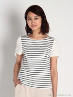 リボン袖カットソー/ブルー