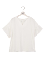 肩落ち袖フリルチュニック/ホワイト