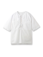 開襟レースアップシャツ/ベージュ(052)