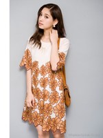 フラワースカラップワンピース/サックス