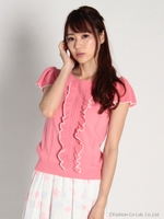 プリプリフリルバイカラーニット/ピンク