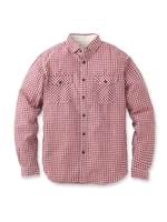 ◆綿麻ブロックチェックシャツ/ブルー系(494)