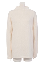 ボトルネック裏起毛ニットワンピース/WH