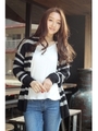 【AZUL by moussy】C/ACラメボーダー長袖ニットトッパー/柄BLK