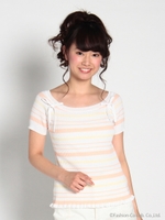 マルチボーダーオフショルニットP/O　3/Cガラ