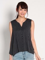 イレギュラーヘムストライププルオーバーBL/オフホワイト