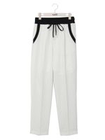 ウエストリブクロップドパンツ/ホワイト×ブラック