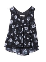 シフォン花柄ノースリーブブラウス【セットアップ対応】/ブラック