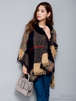 チェック柄ポンチョ/ネイビー