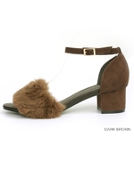 チャンキーヒールファーサンダル/CAMEL