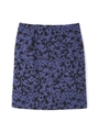 フラワープリントモールストレッチジャガードスカート/ブルー(111)