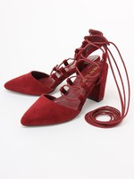 レースアップパンプス/ブラック