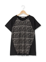 レース異素材プルオーバー/ブラック(419)