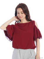 肩開きオフショルプルオーバー/クロ