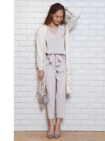 裾レースロングカーデ/レンガ