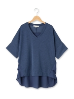 ジャージ×ジョーゼットワイドプルオーバー/ブルー(092)