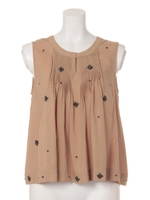 ビジュー付きピンタックフレアBL/ベージュ