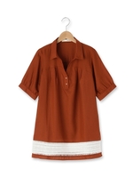 裾レーススキッパーシャツ/ホワイト系(002)