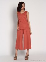 【セットアップ】ノースリーブカットソー×ガウチョ/カーキ