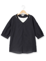 タンクトップ付きVネックブラウス/ネイビー(093)