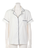 【モデル着用】定番パイピング半袖シャツ＆パンツSET/ピンク