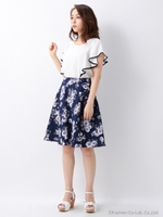 L57花柄フレア/SK/オフホワイト