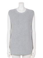 成型編みロングニットベスト/ライトグレー