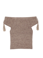 ラメニットオフショルトップス/BLK