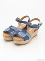 【REZOY】ジュート厚底フラットストラップサンダル/デニム