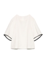 【emmi atelier】袖フレアブラウス/WHTxBLK