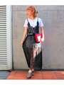 【chille anap】Tシャツ×レースキャミワンピース SET/WH