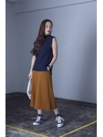 【AZUL by moussy】5G C/Acボトルネックノースリプルオーバー/BEG