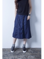 【AZUL by moussy】デニムF釦フレアスカート/Stone Wash