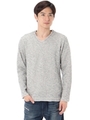 【AZUL by moussy】接結天竺キリッパVネック長袖プルオーバー/T.GRY