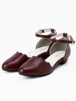スカラップセパレートパンプス/ワイン
