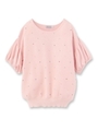 ビーズドット半袖ニット/ベビーピンク(071)