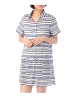 マルチボーダードローストリングシャツワンピース/オレンジ(367)