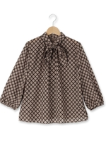 格子柄フロッキープリントシャツ/ネイビー(293)