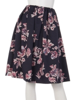 中花柄ミモレ丈フレアスカート/オフホワイト